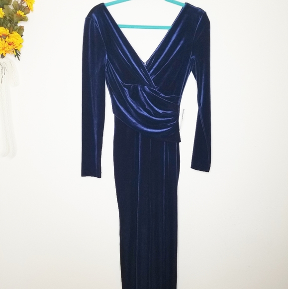 navy blue velvet gown